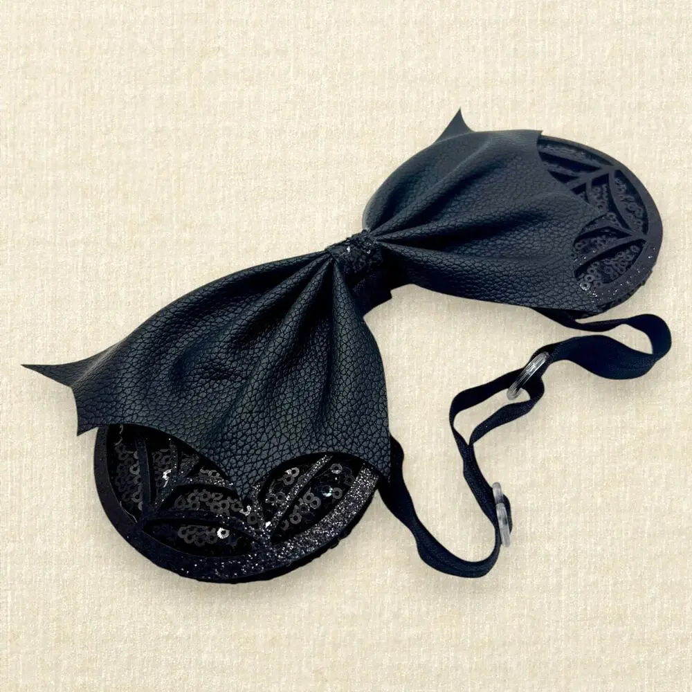 Elastic Black Cobweb Bat Wing Minnie Ears | Disney-Inspired Halloween Mouse Ears